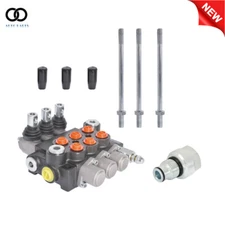 Hydraulic Directional Control Valve 3Spool 13GPM Double Acting W/Conversion Plug