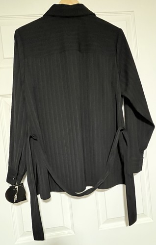 Valerie Stevens Blazer Womens 10P Black Striped Belted Corporate Blouse NWT - Picture 6 of 12