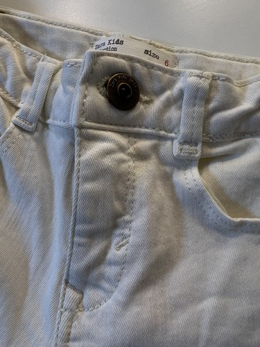 Zara Collection Girls Off White Stretch Jeans Gentle Preowned Girls Size 6 - Picture 7 of 12