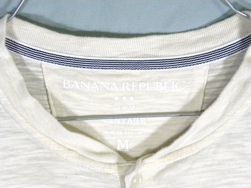 Banana Republic Vintage Men's Shirt M Pullover 2 Button Short Sleeve Stretch - Picture 3 of 5