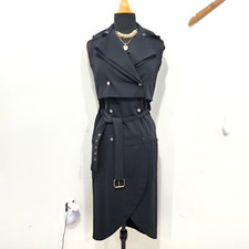 Haute Hippie Sleeveless Trench Dress Belted Size XS Double-Breasted Black China