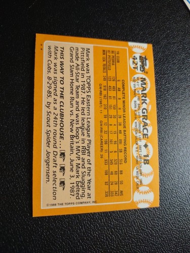 MARK GRACE 1988 TOPPS TRADED #42T CHICAGO CUBS ROOKIE CARD *C72 - Bild 2 von 2