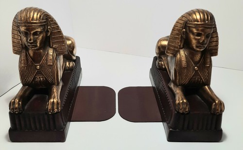 Vintage Borghese Gilt Sphinx Bookends - READ - Picture 1 of 12