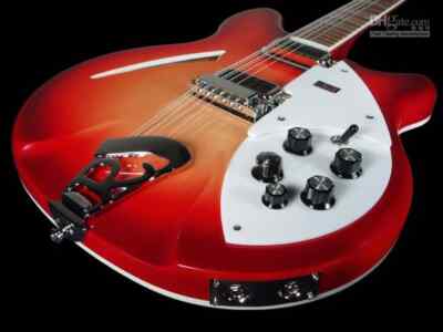 Cherry Sunburst12 Strings Electric Guitar Semi Hollow Gloss Varnish Fretboard