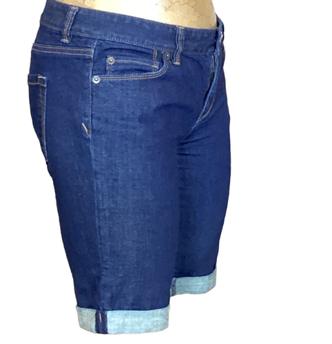 LOFT Modern Denim Jean Bermuda Walking Shorts Sz 2 Dark Wash Blue 289E - Picture 4 of 9