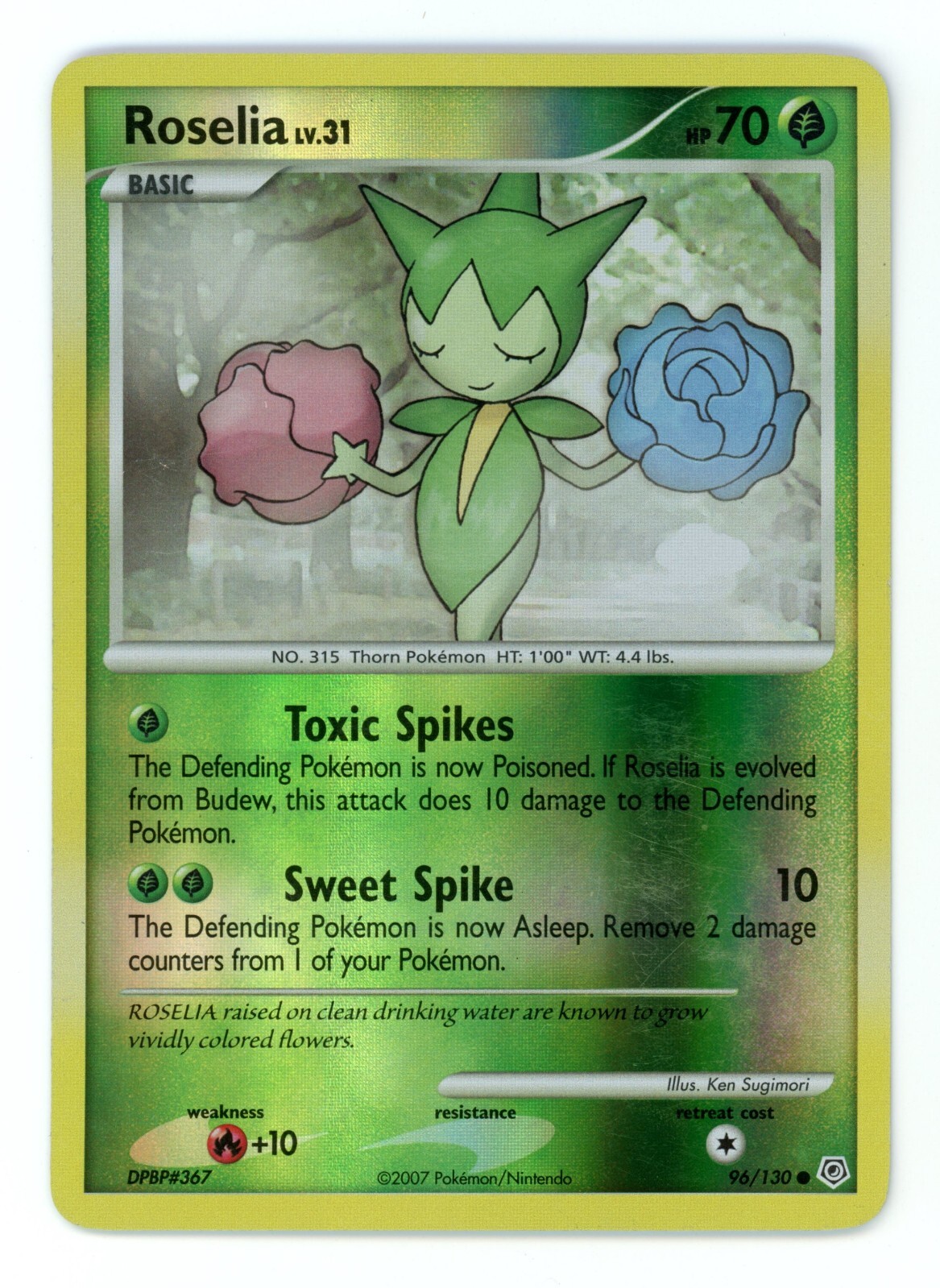 Pokemon Card - Roselia 96/130 - Diamond & Pearl - Reverse Holo