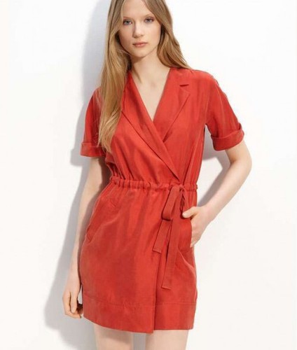 Persimmon Silk Wrap Dress 