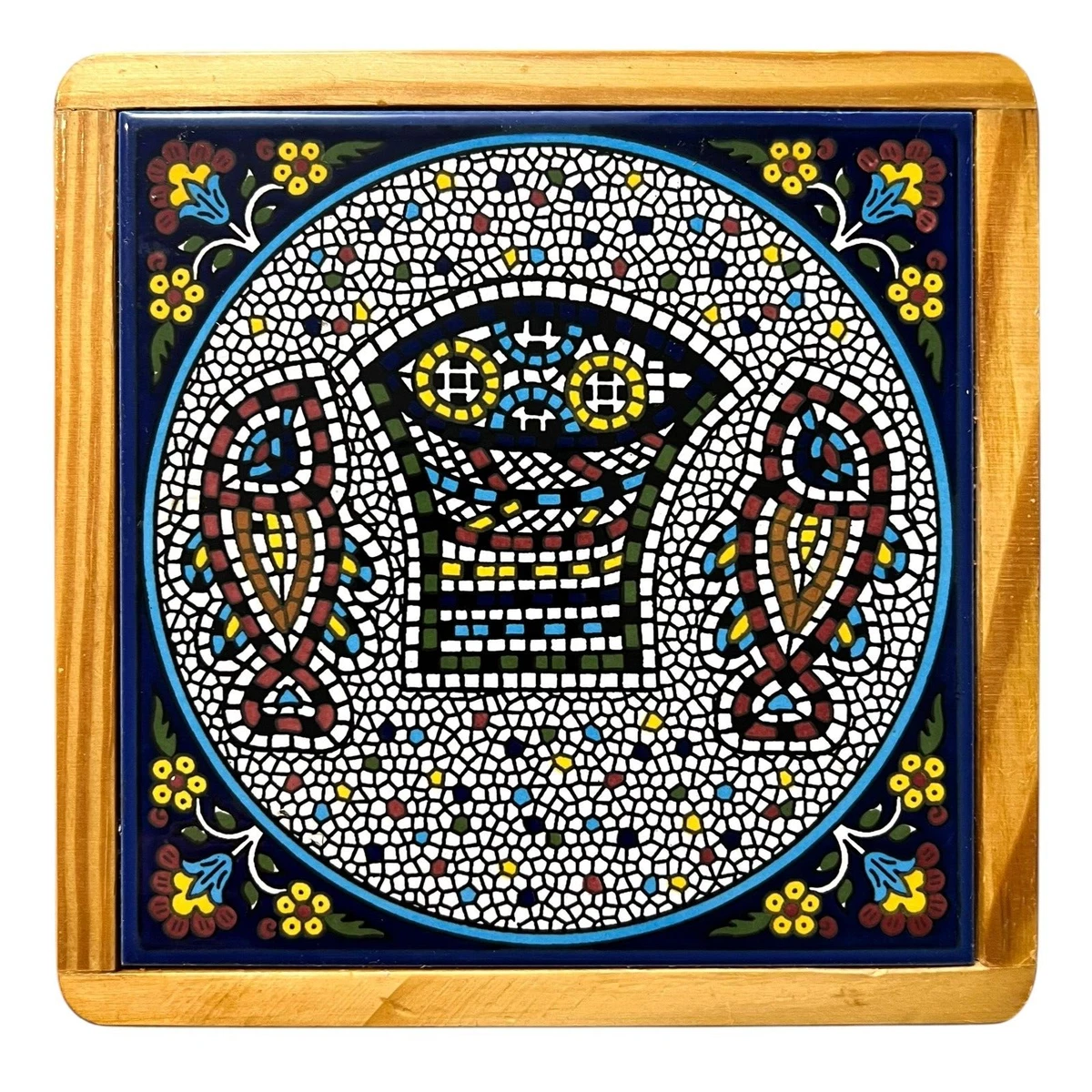 Juego De 4 Azulejos Decorativos De Cerámica Con Diseño De Pez - 20x16 Cm, Fondo De Corcho, Para Pared O Imanes
