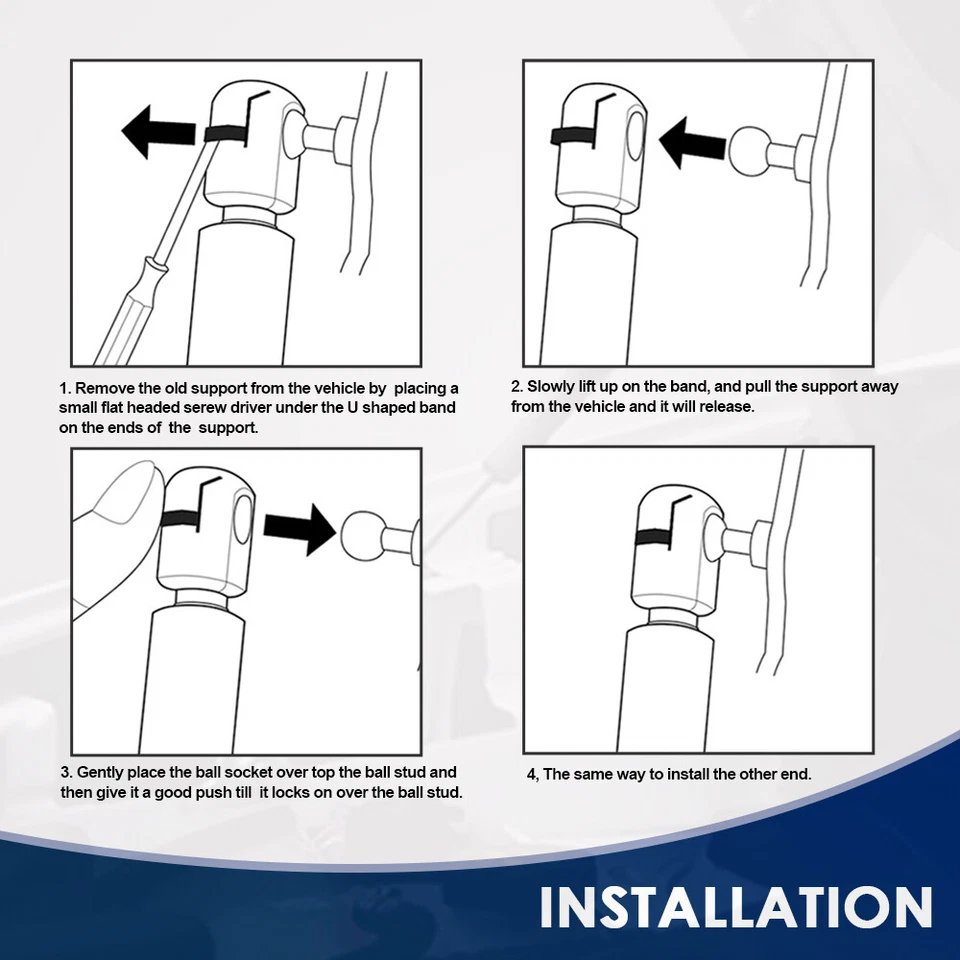 2x Soportes de elevación del capó delantero puntales de amortiguador para BMW E38 740i 740iL 750iL 1995-2001 Foto 3 de 4