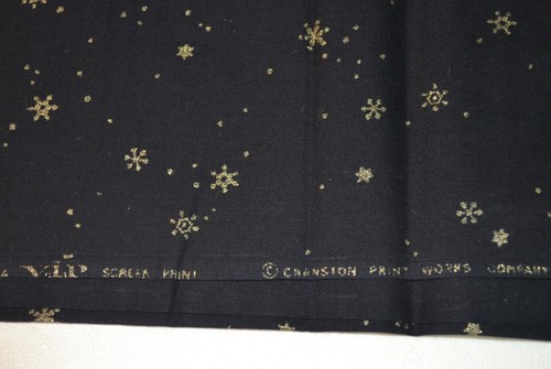 2 Yards Cranston VIP Gold Metallic Stars on Black Cotton Fabric - Picture 2 of 2