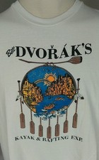 T-shirt kayak rafting Bill Dvorak Colorado vintage anni 80 90 bianca acqua XL arcobaleno