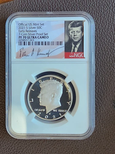 2021 S Proof SILVER Kennedy Half Dollar 50c NGC PF70 UC ER  From 7-Coin Mint Set