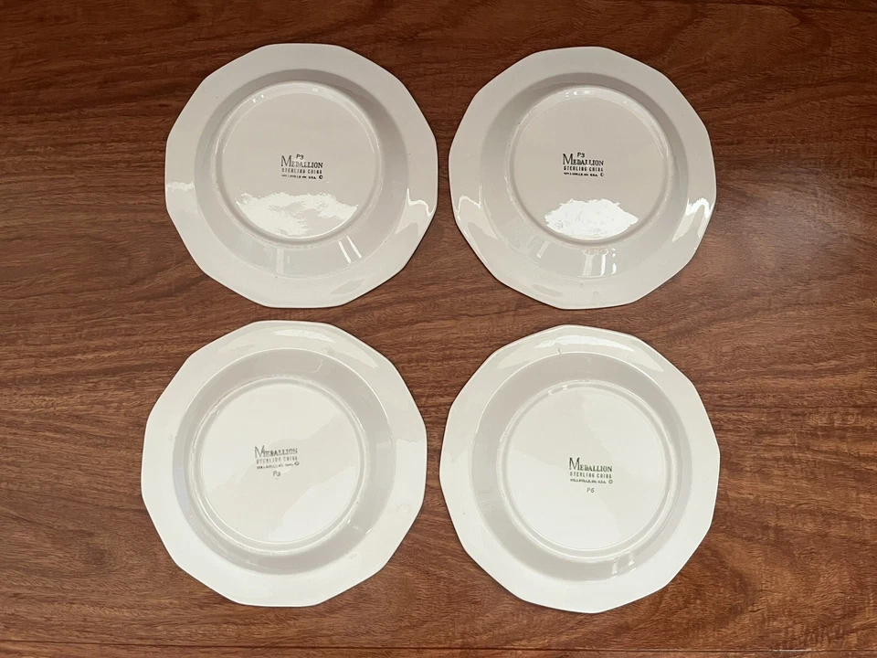 Juego de 13 piezas de porcelana esterlina medallón vintage de 12 lados para 4 hecho en EE. UU. Foto 4 de 4