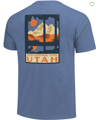 Comfort Colors Men's Zion National Park T-Shirt XL Washed Denim Through The Wood - 第 3/5 張圖片