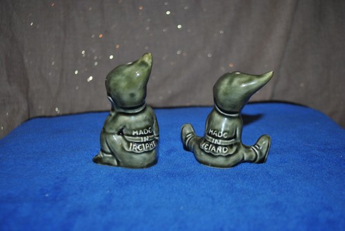VTG REGINA Inc Salt & Pepper Shakers Green Troll Gnome MINI Leprechauns IRELAND - Picture 2 of 4