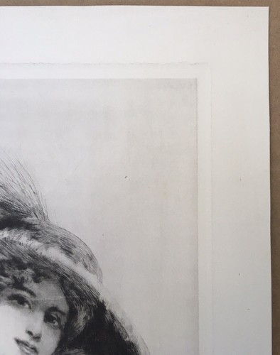 Gravure Originale Portrait Femme Élégante Fourrure Chapeau Georges Baldenweck - Picture 4 of 8