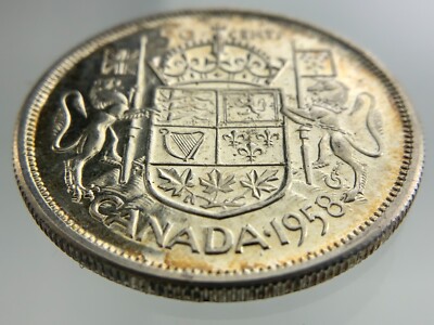 50's U.S.A セラミックベース ミッドセンチュリー 1958年 オブジェ 1958 Dot Canada 50 Cents Half Dollar KM# 53 Circulated Coin Z633