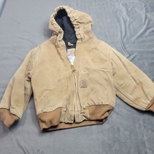 Carhartt Kids Tan Hooded Jacket With Pockets  Ribbed Cuffs