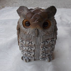 1980 Clarence Cameron 5 1/4" Horned Owl Figurine Stoneware Damaged Art Pottery — photo 1