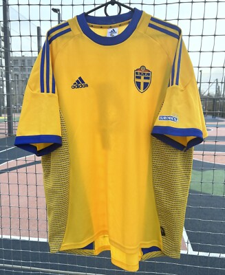 Vintage Schweden Nationalmannschaft Heim Fußball Trikot #4 2002 02/04 Adidas Gr. XL