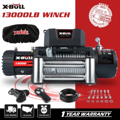 X-BULL Electric Winch 13000lbs Steel Cable Trailer Towing 4WD With Winch Cover
