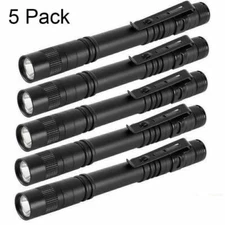 5 lot Pcs  Flashlight Portable Pen Torch Lamp Clip Mini Light Penlight US