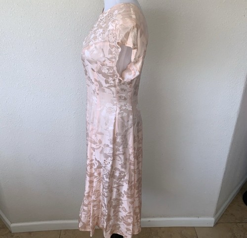 Vintage 1980s Nancy Johnson Pink 100% Silk Vintage Dress Floral Size 4 P - Picture 3 of 6