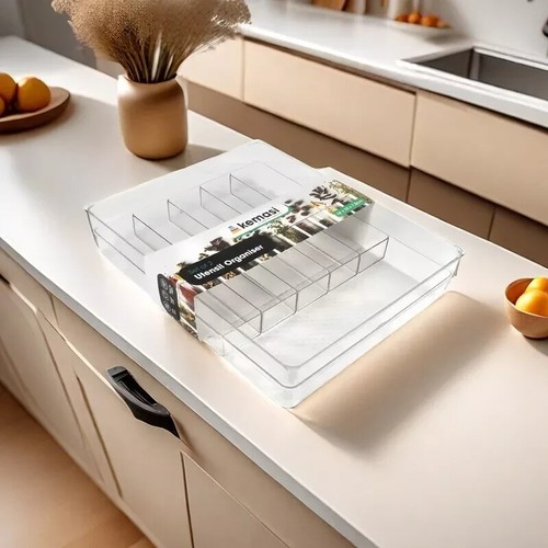Set Of 2 Kitchen Cabinet Cutlery Tray Utensil Organiser Insert Divider Storage - Picture 7 of 8