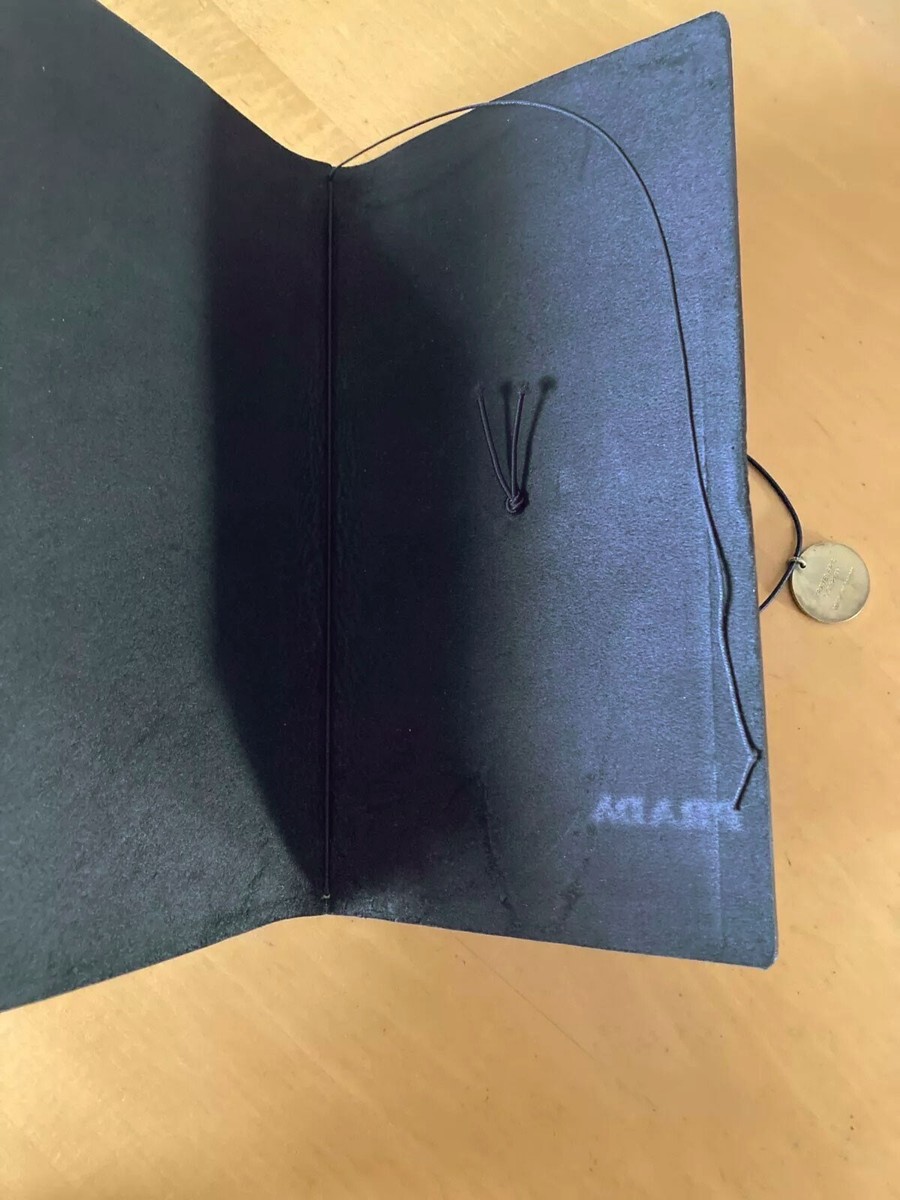 Prada Traveler's Notebook Leather Regular Size Cover Black W/Brass