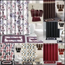 19PC SET BATHROOM BATH MATS SHOWER CURTAIN CERAMIC ACESORIES VERSATILE DESIGNS