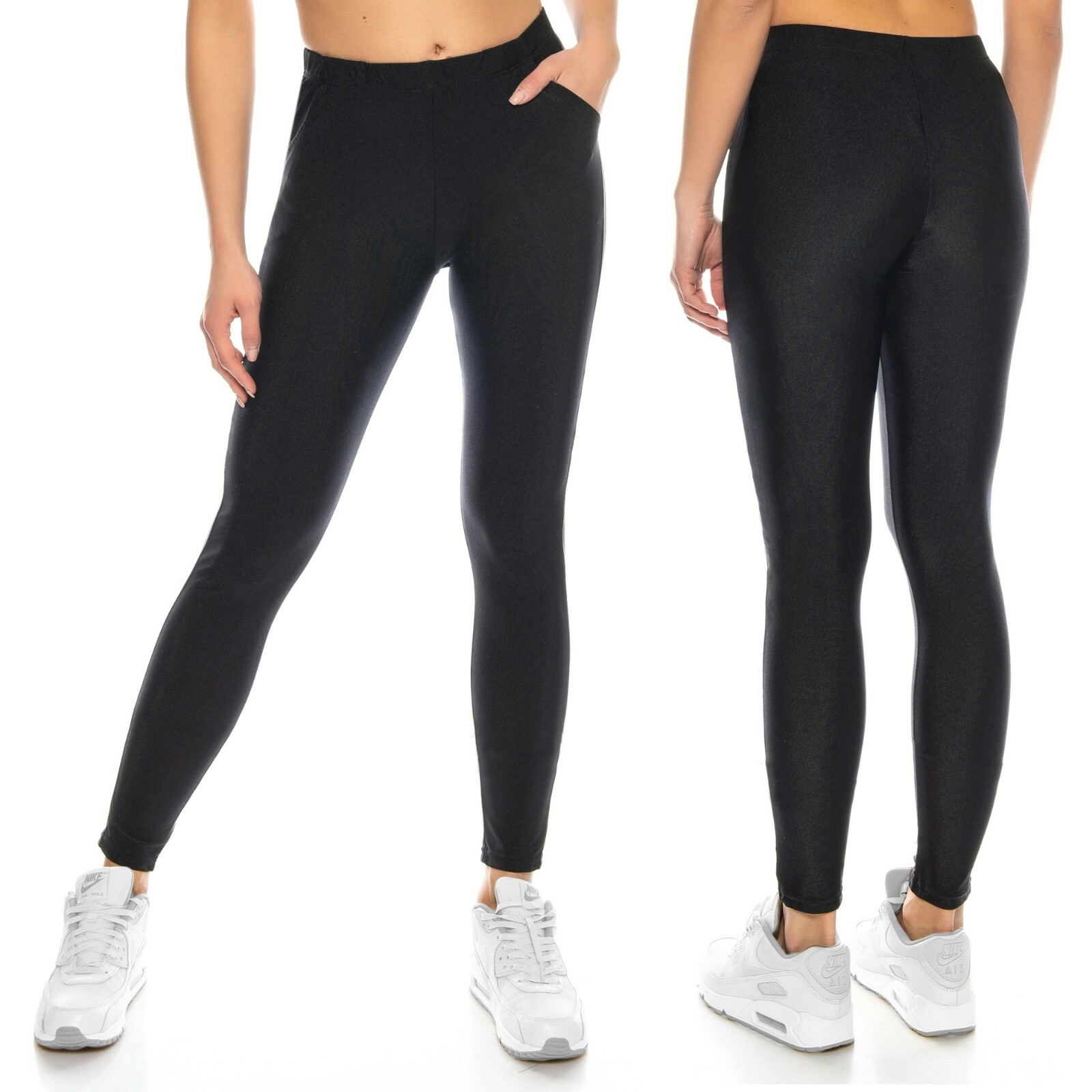 Sexy leggings de mujer brillante con bolsillos opacos brillo mate 36 38 40