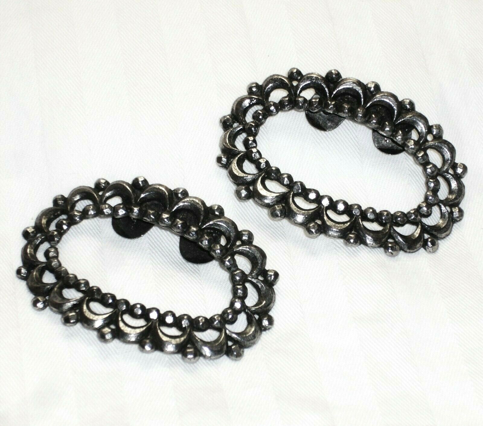 Vintage MUSI Shoe Clips Victorian Revival Silver Tone… Gem