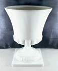 Vintage Milk Glass Footed Urn Greek Key Rim Base 7"H Vase/Planter