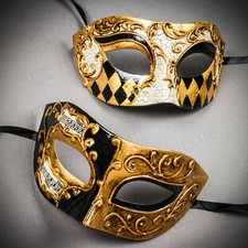 Black Gold Phantom Couple Eye Mask Musical Venetian Masquerade Halloween K51