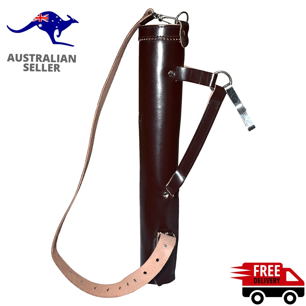 Carquois Dorsal En Cuir Marron Pour Chasse à L'arc Traditionnelle - Leather Phobia