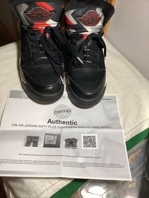 NIKE Air Jordan Sixty Plus Basketball Shoes Mens 9.5 ~Black/Red ~364806-061~COA