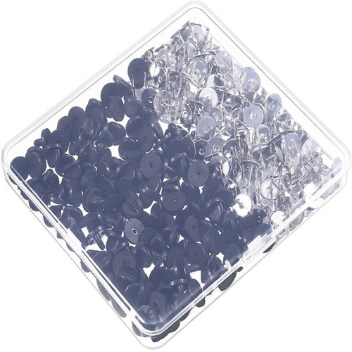 100 Set Tie Tacks Blank Pins with PVC Rubber Pin Backs for Silver Black - Picture 4 of 11