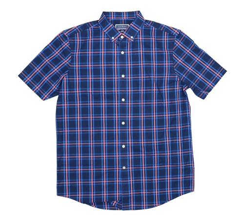 Coevals Club Men's Western Plaid Pearl Snap Shirt - Short Sleeve Casual (Red/White, XL)