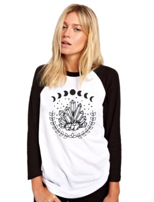 Kristalle Damen Baseball Top Mond Kristall Heilung Gesundheit Quarz Geschenk Quarz Geschenk