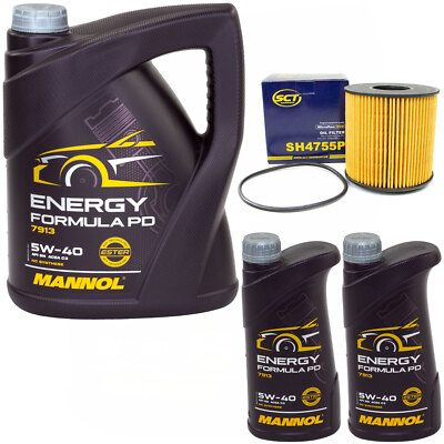 Motoröl Set MANNOL Energy Formula 5W-40 7 Liter + Ölfilter für Renault Vel Satis