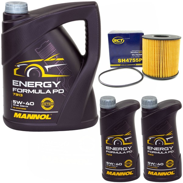 MotoröL Set Mannol Energy Formula 5W-40 7 Liter + ÖLfilter FüR Renault Vel Satis-image