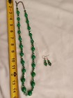 Emerald Green AB CRYSTAL Jadeite Bead 30" Necklace MATCHING EARRINGS Sterling  — photo 8
