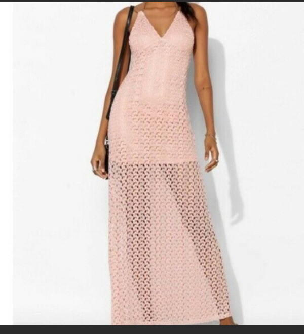 staring at stars crochet dress staring at stars Crochet Lace Pink Summer Beach dress Urban Outfitter