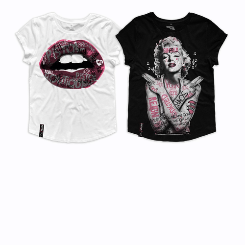 Pistol Boutique Women's Casual Crew Neck LOVE PAINT GRAFFITI Fashion T-shirt - Video 1 of 1