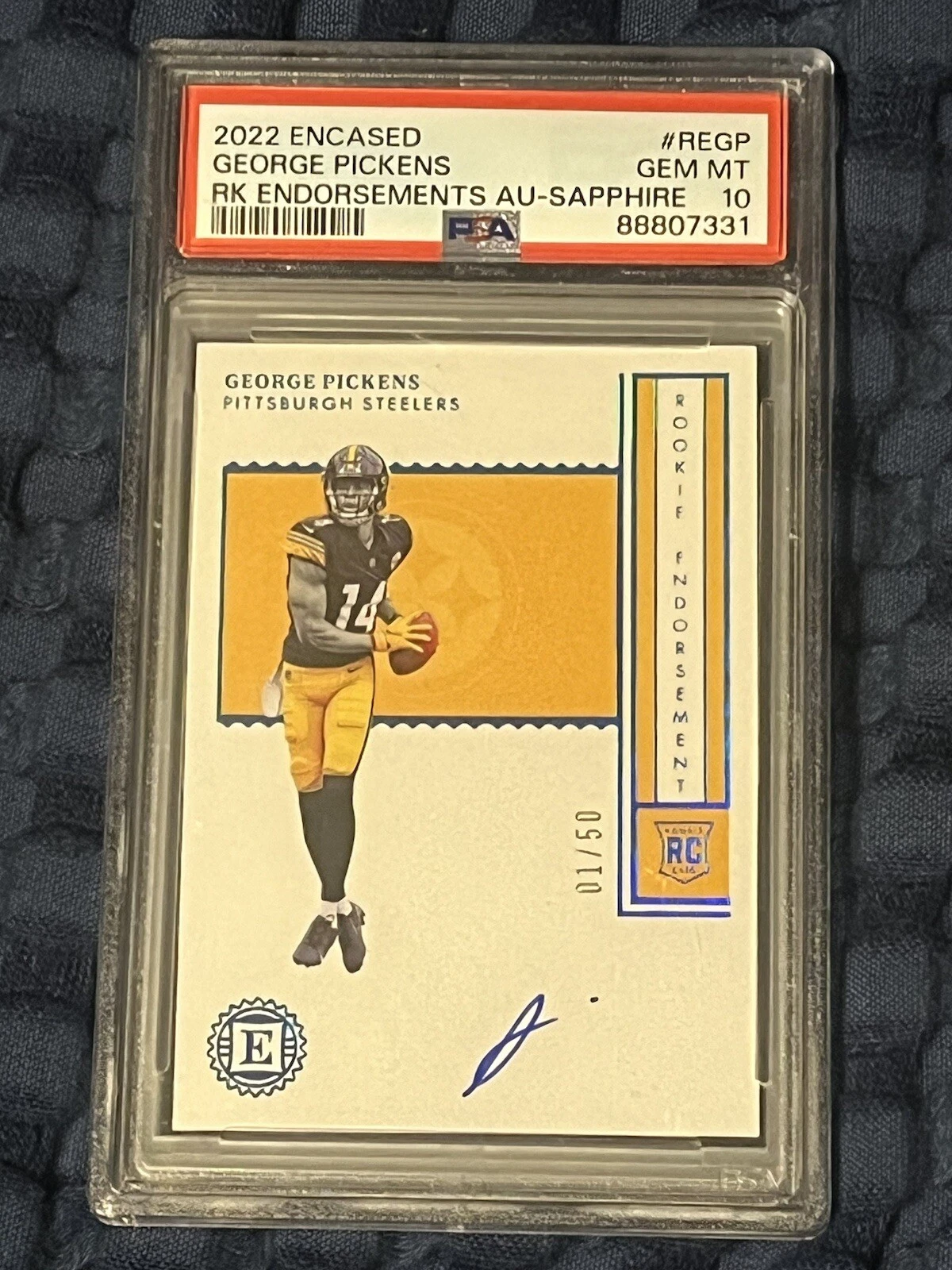George Pickens Panini Encased Rookie Endorsements Autographs #REGP Sapphire