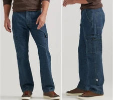 Mens Wrangler Denim Relaxed Fit Cargo Jean 6 Pocket - 1070LGWDS