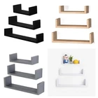 Set of 3 Floating Shelves Wall Mounted Storage Display Shelf Kit Home Decor New