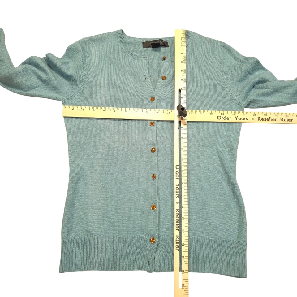 Cárdigan Express Design Studio Azul Seda Cachemira Mujer Talla M Estrás Botón Foto 4 de 4
