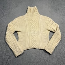 Paul James Sweater Women Medium Pure Wool Knobby Donegal Cable Made in England