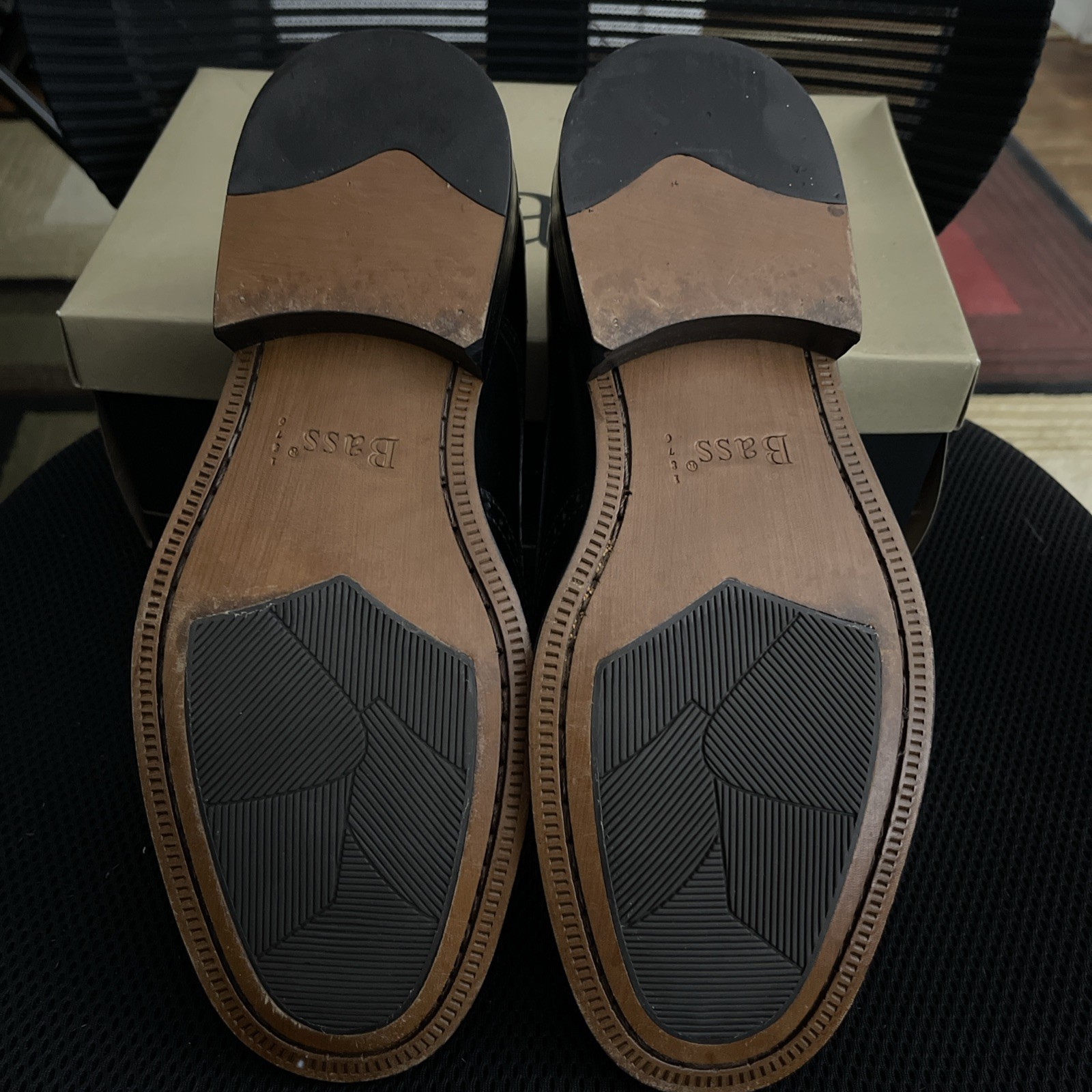 SAOLA Scarpe eleganti Bass da uomo taglia 10M nere in pelle stringate smoggie